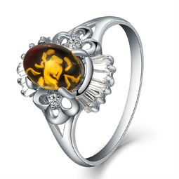 足金鑲嵌與銀鑲琥珀戒指 價格、廠家、圖片全解析